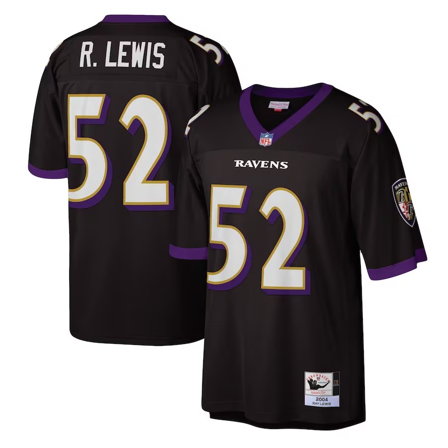 Men's Baltimore Ravens 2004 Ray Lewis Mitchell & Ness Black Authentic Throwback Retired Player Jersey - Jersey