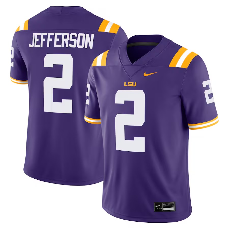 Men's Nike Justin Jefferson Purple LSU Tigers Player Game Jersey - Jersey