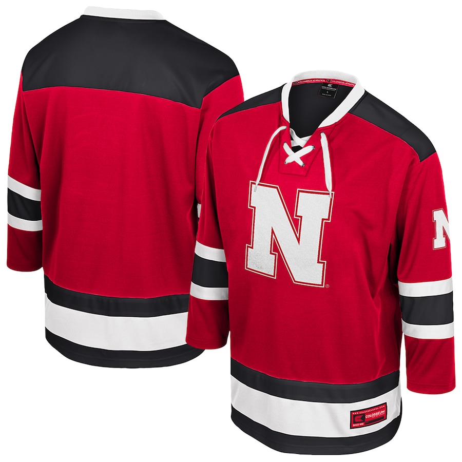 Men's Colosseum  Scarlet Nebraska Huskers Athletic Machine Fashion Hockey Jersey - Jersey