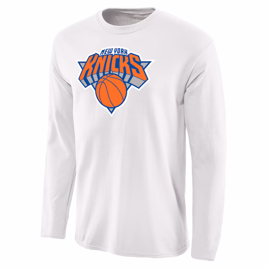 Men's New York Knicks White Primary Logo Long Sleeve T-Shirt - Jersey