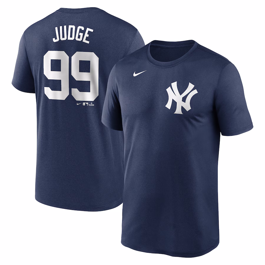 Men's New York Yankees Aaron Judge Nike Navy Legend Name & Number Performance T-Shirt - Jersey