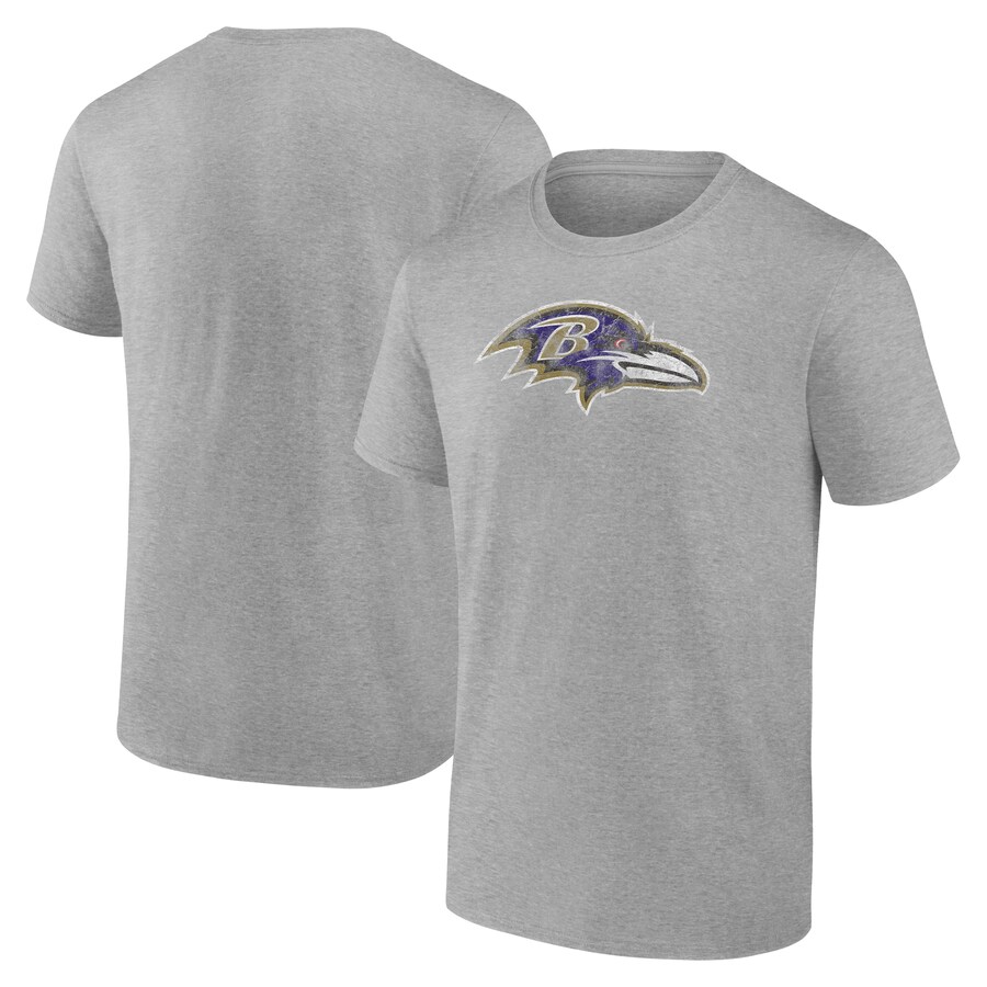 Men's Baltimore Ravens  Fanatics Gray Distressed Throwback Logo T-Shirt - Jersey