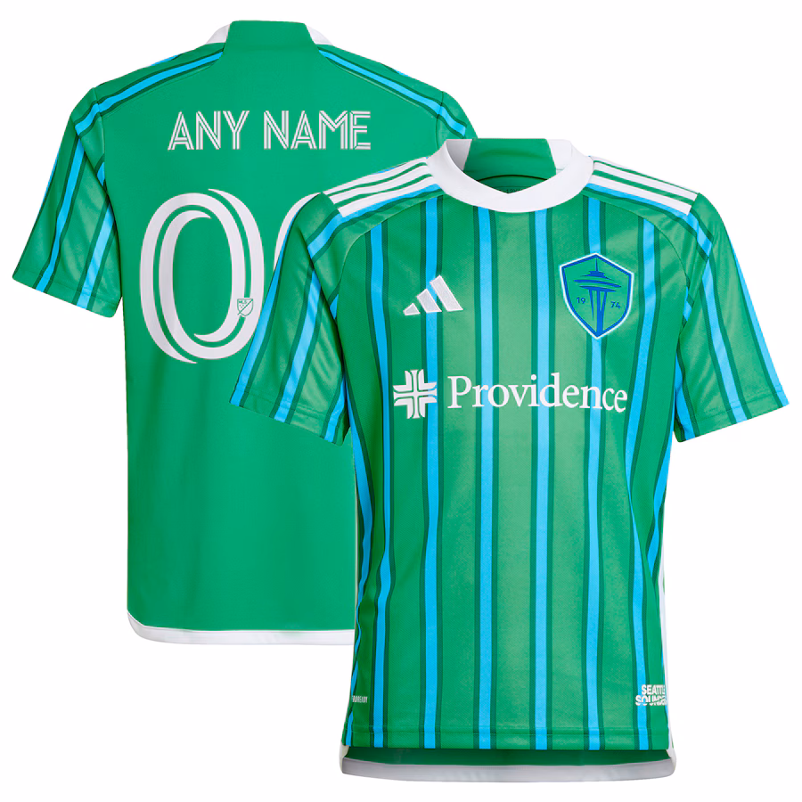 Youth Seattle Sounders FC  adidas Green 2024 The Anniversary Kit Replica Custom Jersey - Jersey