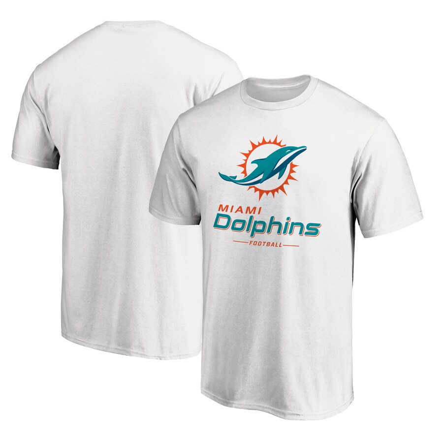 Men's Miami Dolphins  White Team Lockup T-Shirt - Jersey