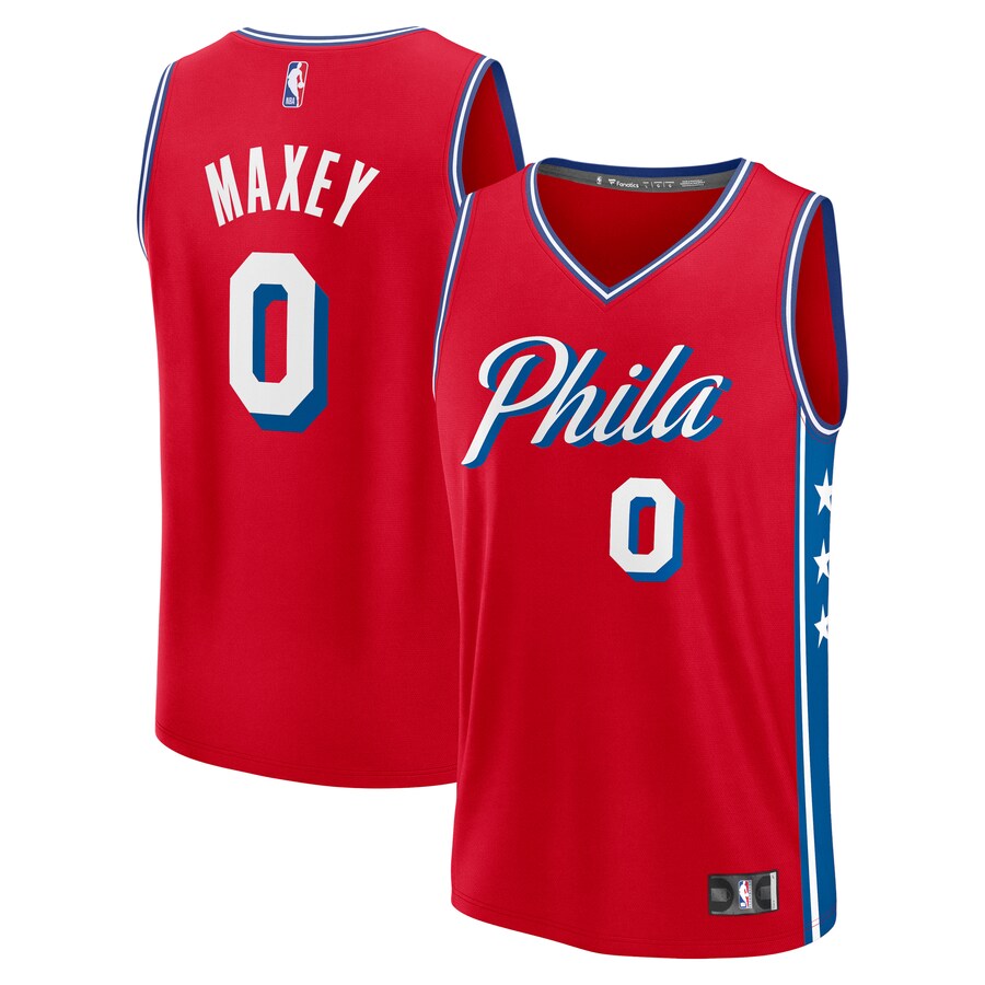 Men's Philadelphia 76ers Tyrese Maxey Fanatics Red Fast Break Replica Player Jersey - Statement Edition - Jersey
