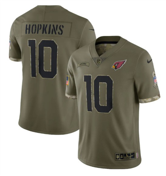 Men's Arizona Cardinals #10 DeAndre Hopkins 2022 Olive Salute To Service Limited Stitched Jersey - Jersey