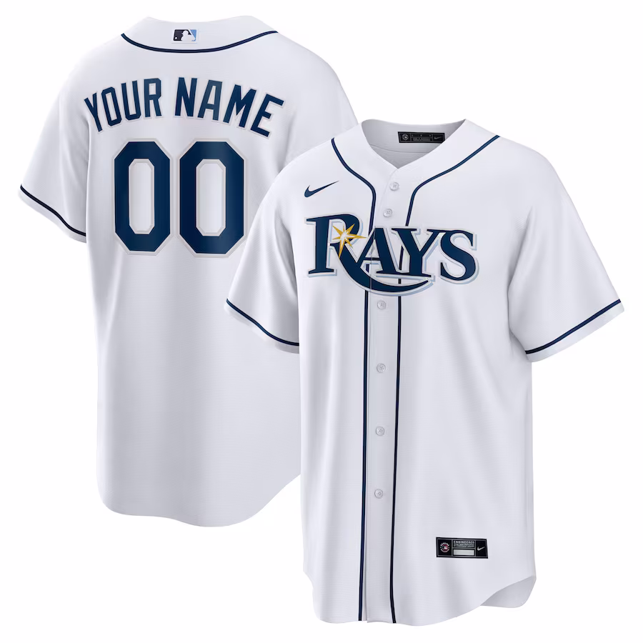 Men's Tampa Bay Rays Nike White Home Replica Custom Jersey - Jersey