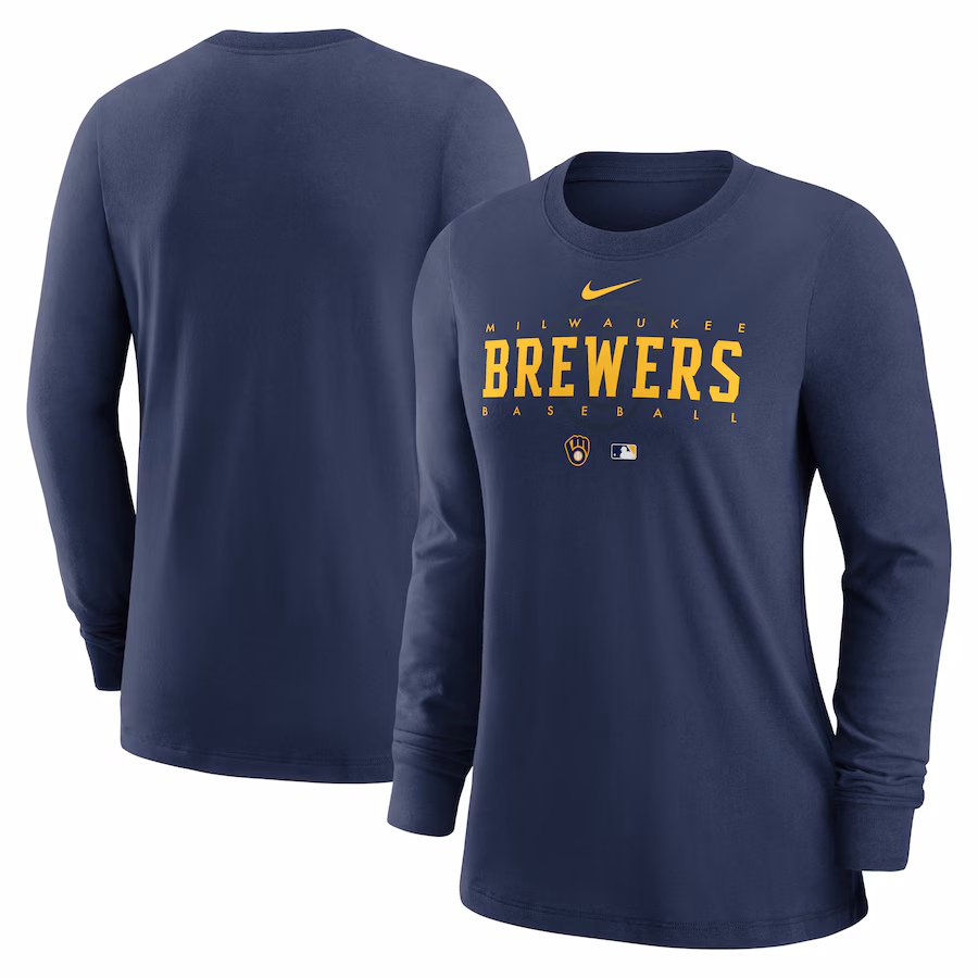 Women's Milwaukee Brewers Nike Navy Authentic Collection Legend Performance Long Sleeve T-Shirt - Jersey