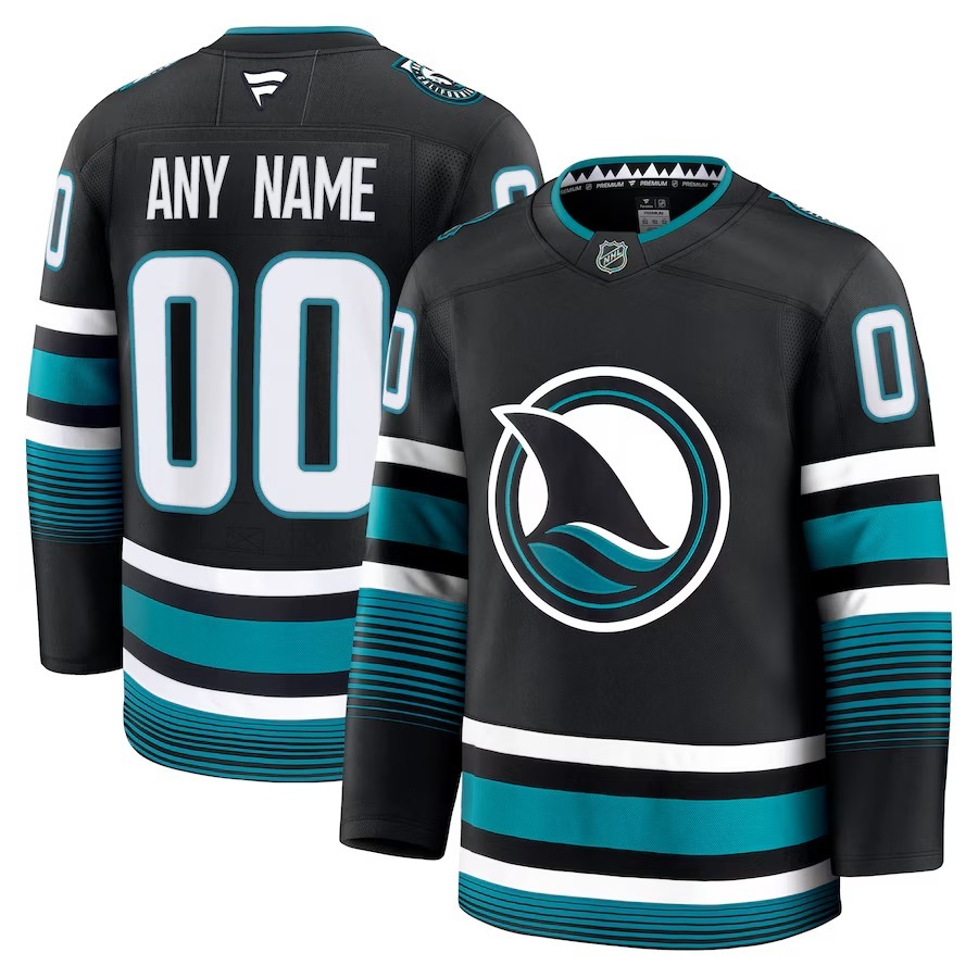 Men's San Jose Sharks Fanatics Black Alternate Premium Custom Jersey - Jersey