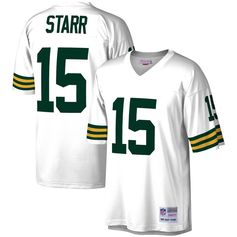 Men's Green Bay Packers Bart Starr Mitchell & Ness White Legacy Replica Jersey - Jersey