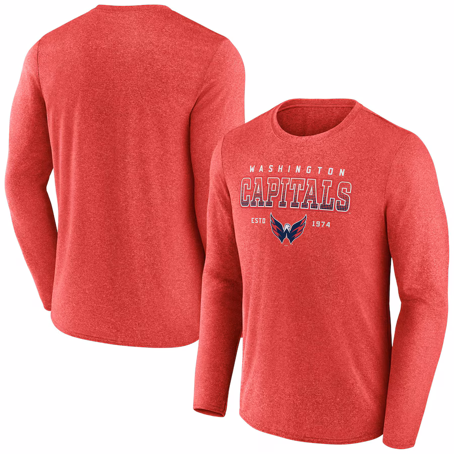 Men's Washington Capitals Fanatics Heather Red Long Sleeve T-Shirt - Jersey