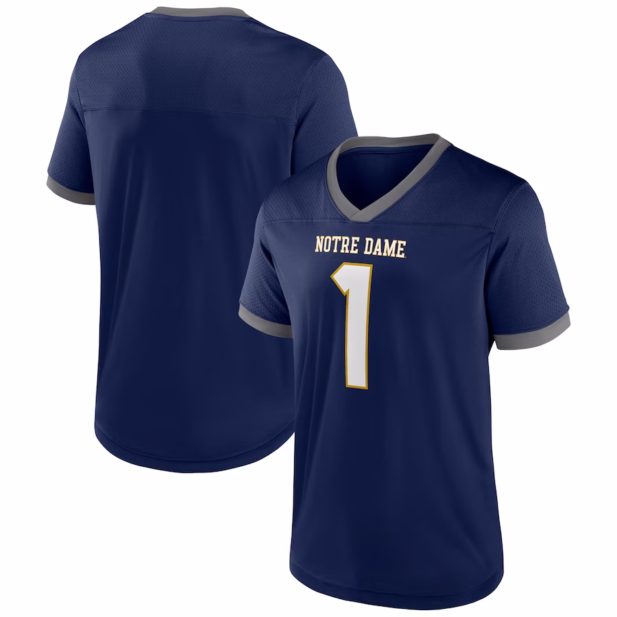 Men's #1 Navy Notre Dame Fighting Irish The Cut Football Jersey - Jersey