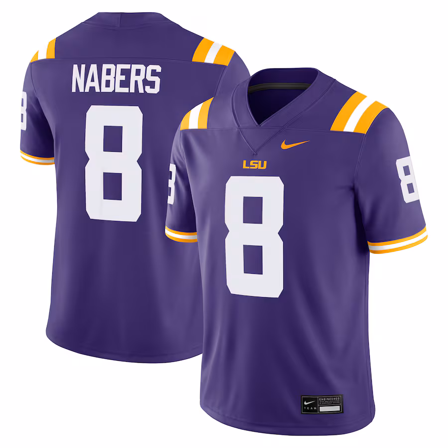 Men's Nike Malik Nabers Purple LSU Tigers Player Game Jersey - Jersey
