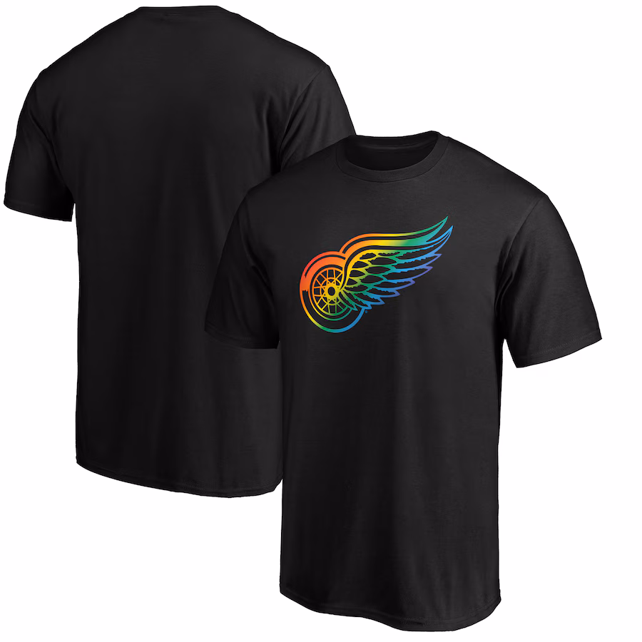Men's Detroit Red Wings Black Team Pride Logo T-Shirt - Jersey