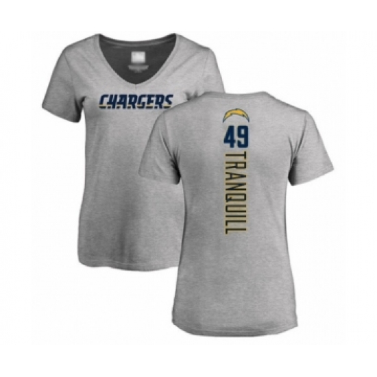 Football Women's Los Angeles Chargers #49 Drue Tranquill Ash Backer T-Shirt - Jersey