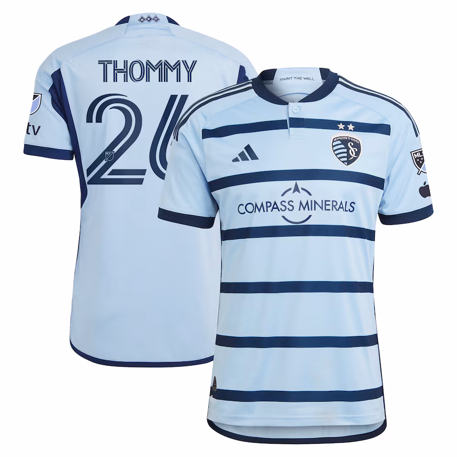 Men's Sporting Kansas City Erik Thommy adidas Light Blue 2024 Hoops 4.0 Authentic Player Jersey - Jersey