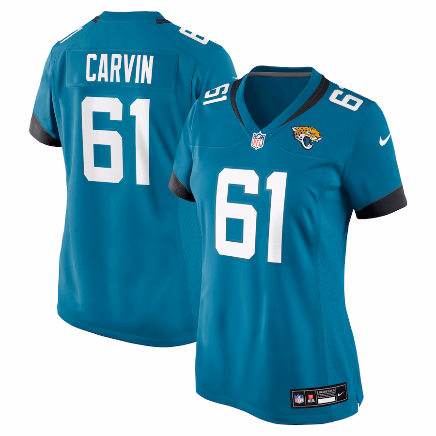 Women's Jacksonville Jaguars Jerome Carvin Nike Teal Game Jersey - Jersey