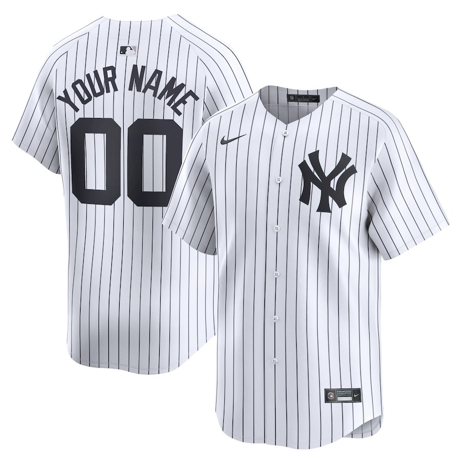 Men's New York Yankees Nike White Home Replica Custom Jersey - Jersey