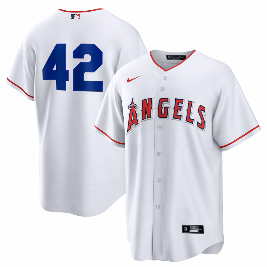 Men's Los Angeles Angels Nike White Home 2025 Jackie Robinson Day Replica Jersey - Jersey