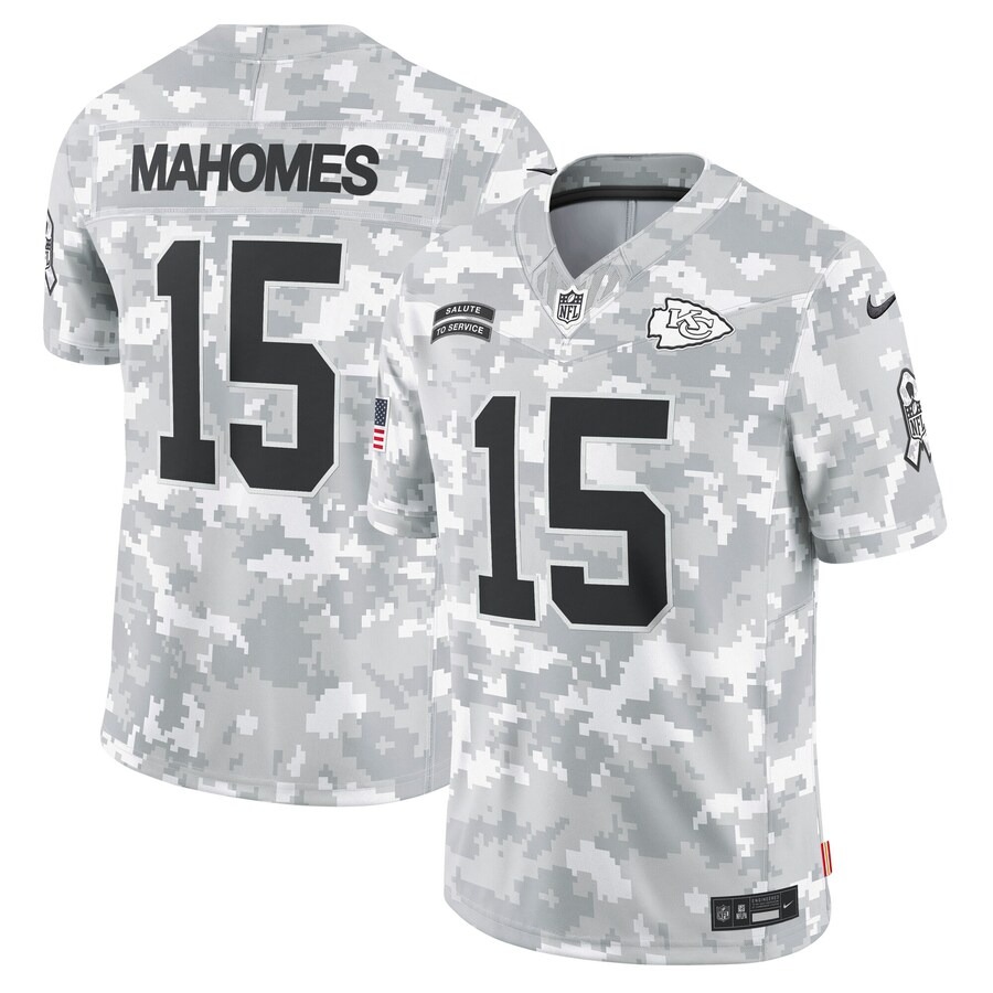 Men's Kansas City Chiefs Patrick Mahomes Nike Arctic Camo 2024 Salute to Service Limited Jersey - Jersey