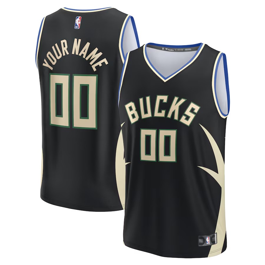 Men's Milwaukee Bucks Fanatics Black Custom Fast Break Jersey - Statement Edition - Jersey