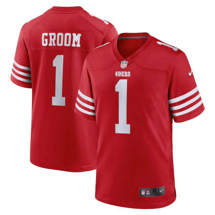Men's San Francisco 49ers Number 1 Groom Nike Scarlet Game Jersey - Jersey