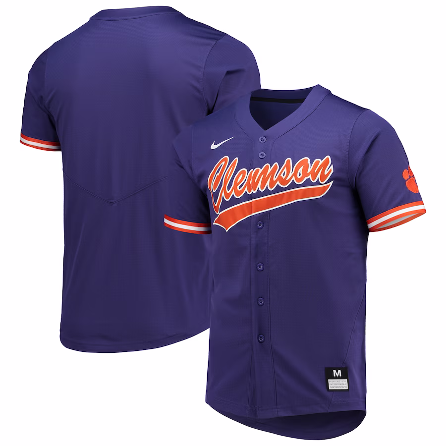 Clemson Tigers Nike Replica Baseball Jersey - Purple - Jersey