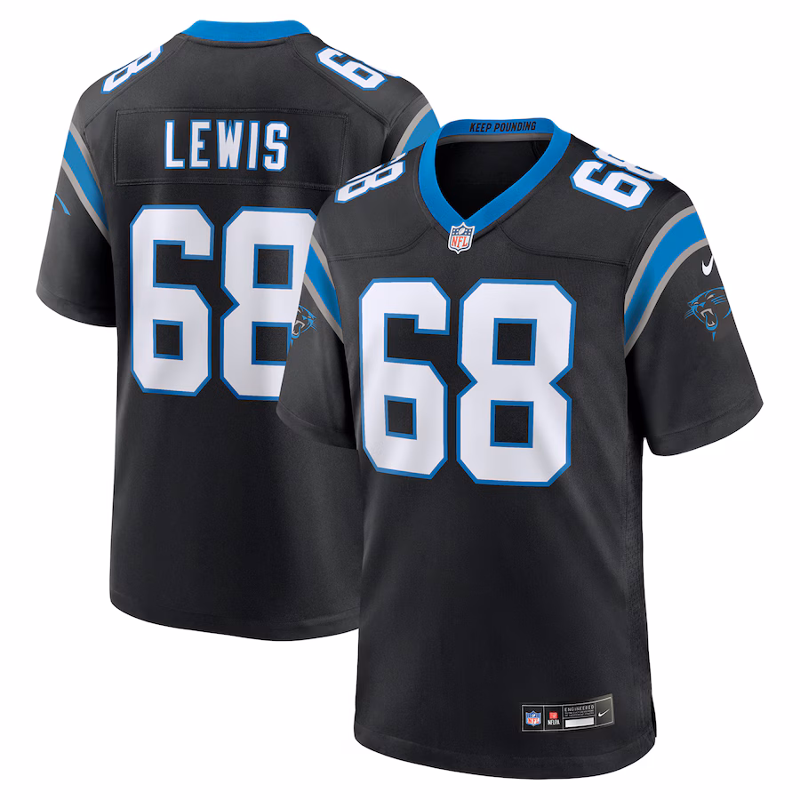 Men's Carolina Panthers Damien Lewis Nike Black Game Jersey - Jersey