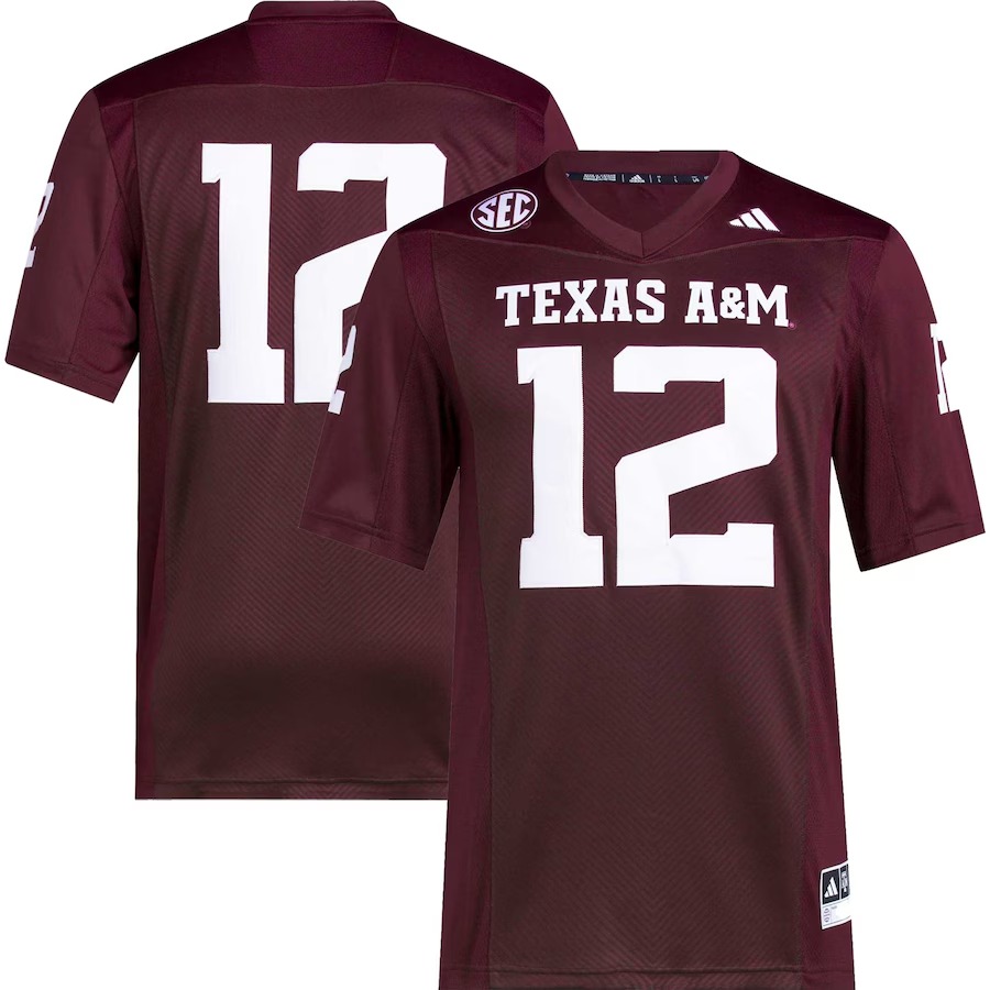 #12 Texas A&M Aggies adidas Premier Football Jersey - Maroon - Jersey