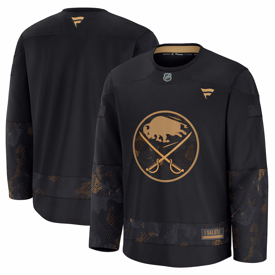 Men's Buffalo Sabres Fanatics Black 2024 Military Appreciation Practice Jersey - Jersey