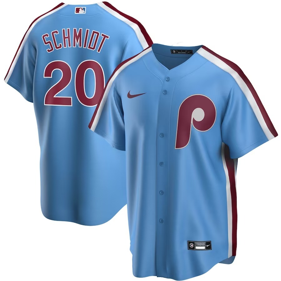 Men's Philadelphia Phillies Mike Schmidt Nike Light Blue Road Cooperstown Collection Replica Player Jersey - Jersey