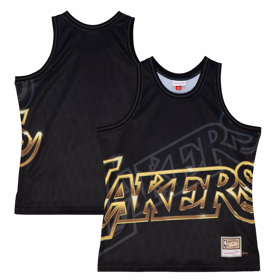 Men's Los Angeles Lakers Black  Mitchell & Ness Big Face 4.0 Fashion Tank Top - Jersey
