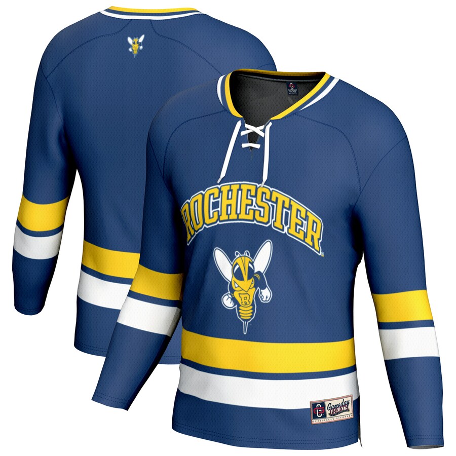 Youth GameDay Greats Blue Rochester Yellow Jackets Hockey Jersey - Jersey