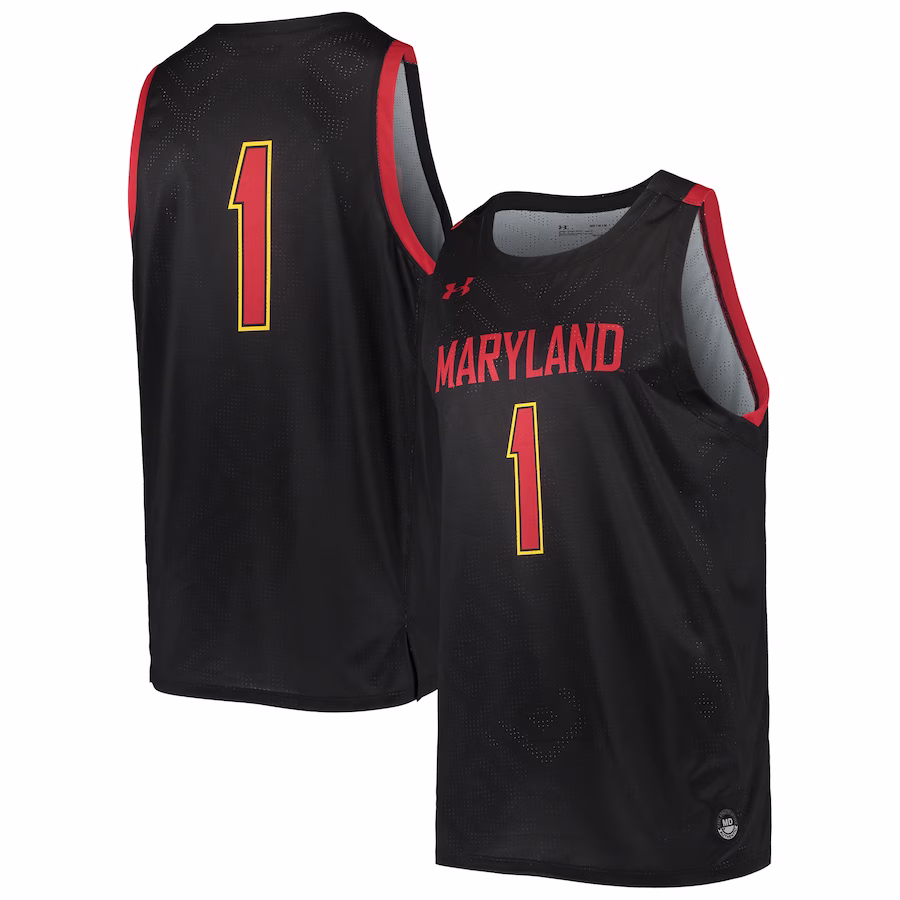 #1 Maryland Terrapins Under Armour College Replica Basketball Jersey - Black - Jersey