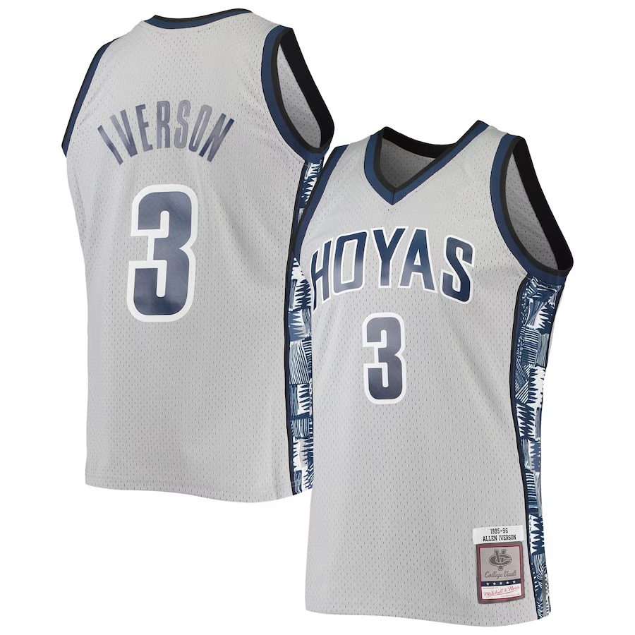 Men's Mitchell & Ness Allen Iverson Gray Georgetown Hoyas 1995/96 Swingman Replica Jersey - Jersey