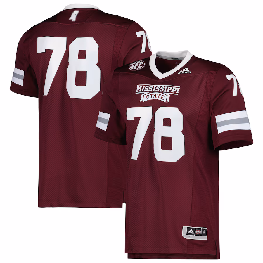 #78 Mississippi State Bulldogs adidas Team Premier Football Jersey - Maroon - Jersey