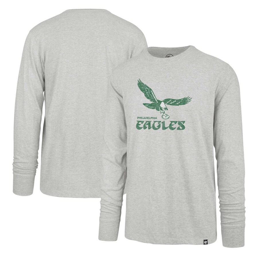 Men's Philadelphia Eagles '47 Gray Premier Franklin Long Sleeve T-Shirt - Jersey