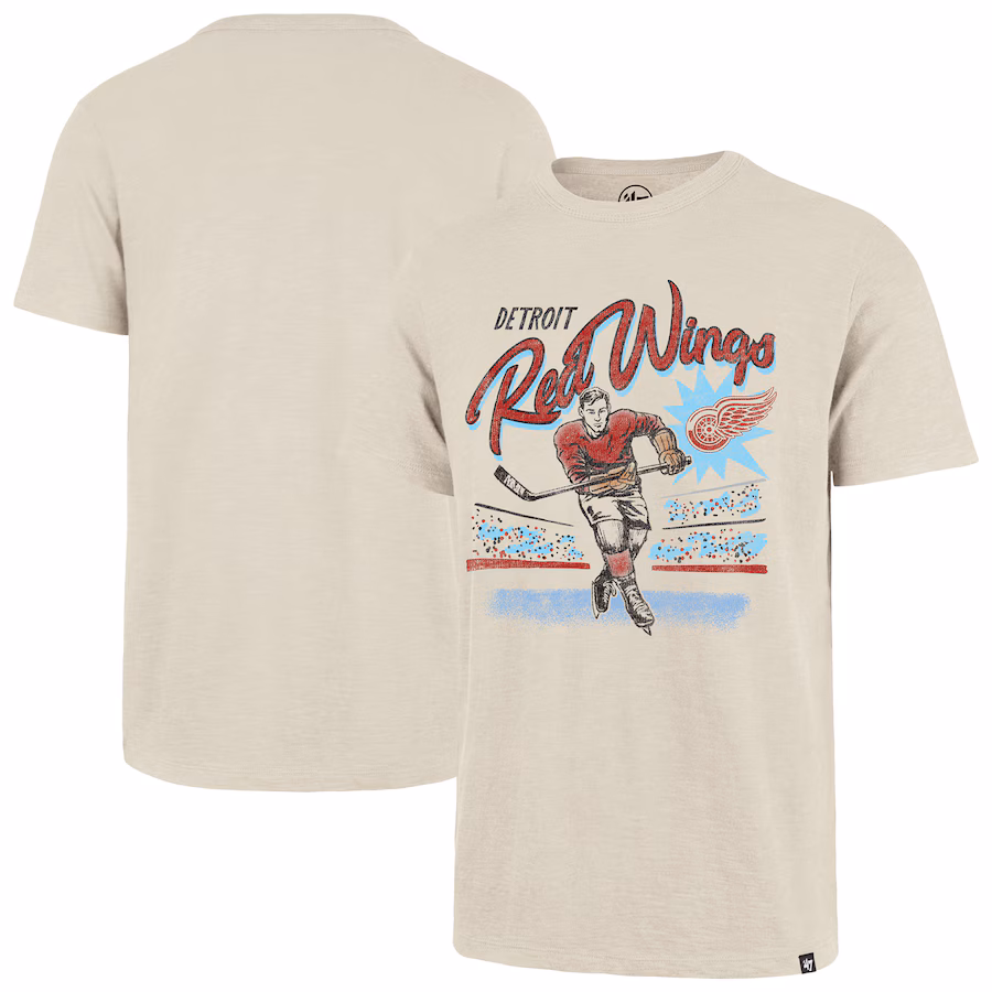 Men's Detroit Red Wings '47 Natural Hockey Player Golden Age Scrum T-Shirt - Jersey