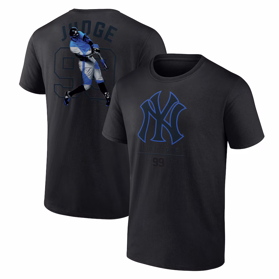 Men's New York Yankees Aaron Judge Black Double Play Name & Number T-Shirt - Jersey