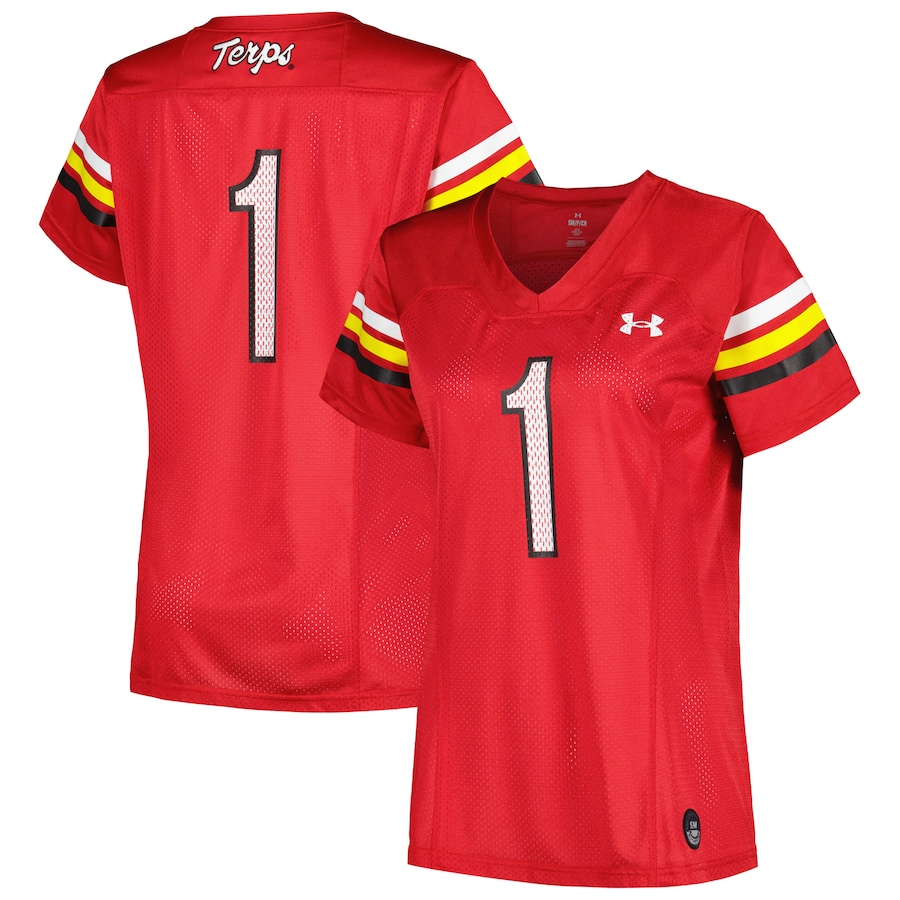 Women's Under Armour #1 Red Maryland Terrapins Replica Football Jersey - Jersey