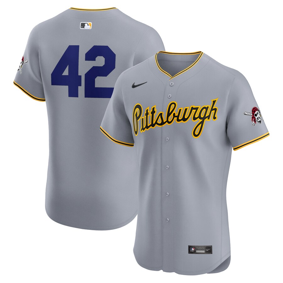 Men's Pittsburgh Pirates Nike Gray Road 2024 Jackie Robinson Day Elite Jersey - Jersey