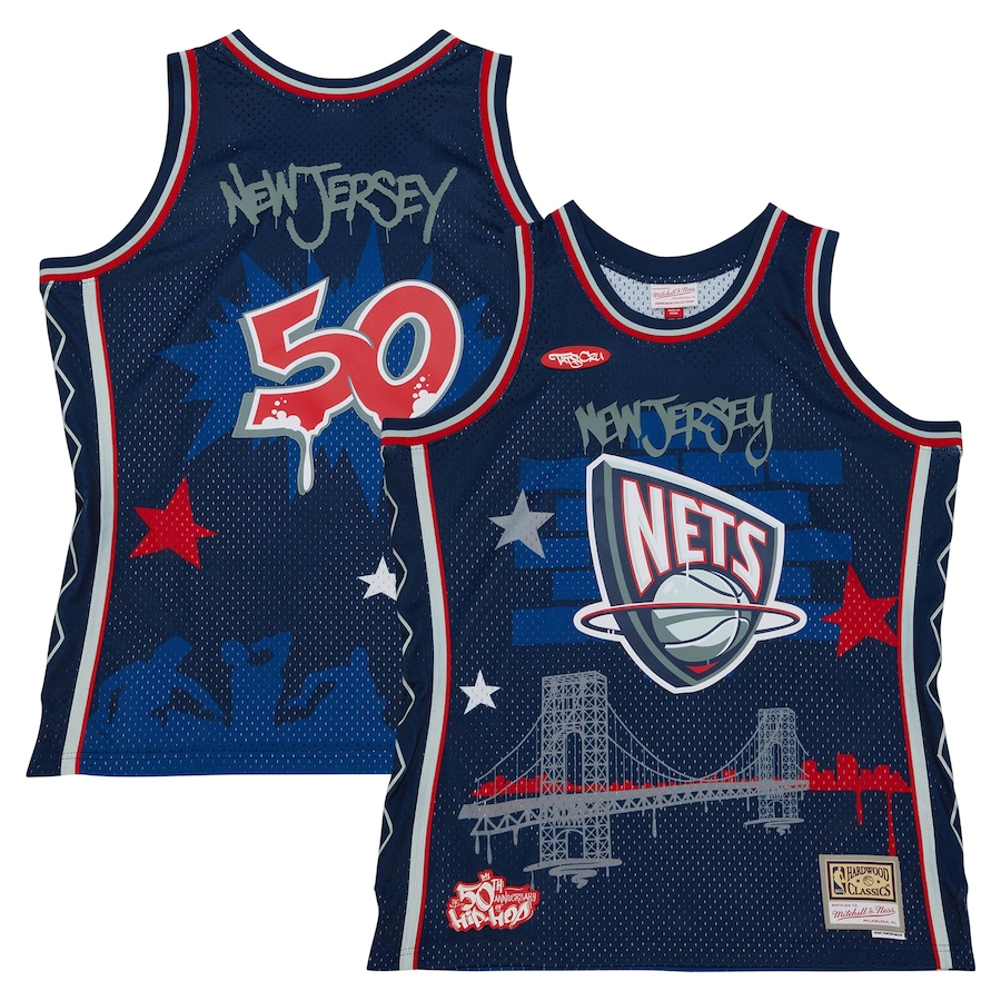 Men's New Jersey Nets Mitchell & Ness x Tats Cru Navy Hardwood Classics Fashion Jersey - Jersey