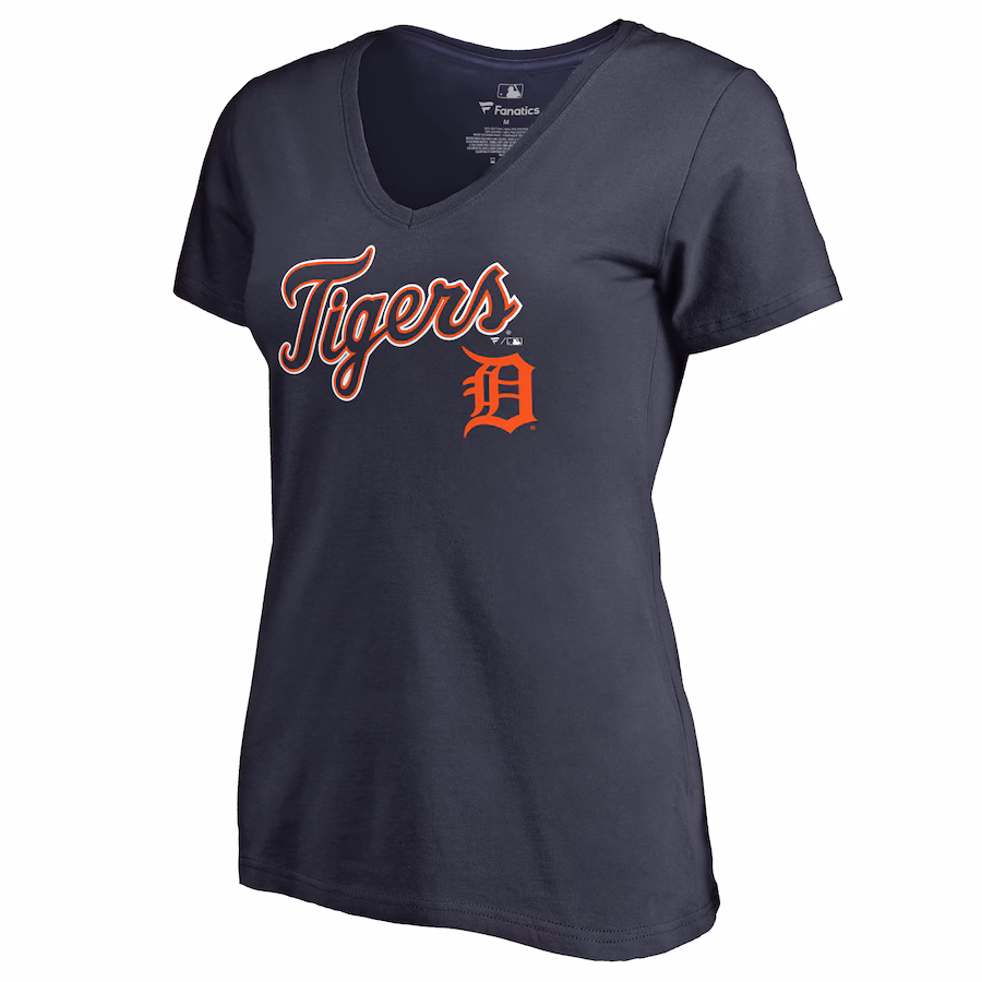 Women's Detroit Tigers Navy Team Lockup T-Shirt - Jersey