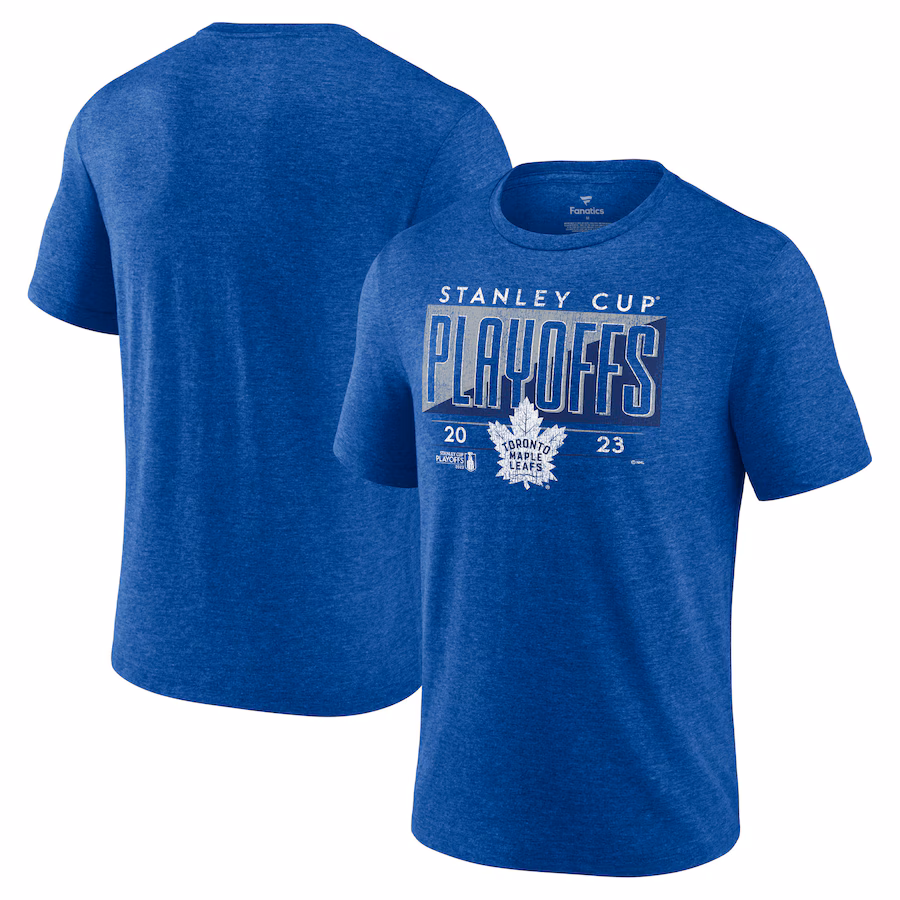 Men's Toronto Maple Leafs Fanatics Heather Royal 2023 Stanley Cup Playoffs Tri-Blend T-Shirt - Jersey