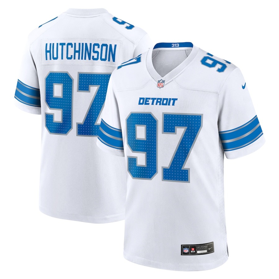 Men's Detroit Lions Aidan Hutchinson Nike White Game Jersey - Jersey