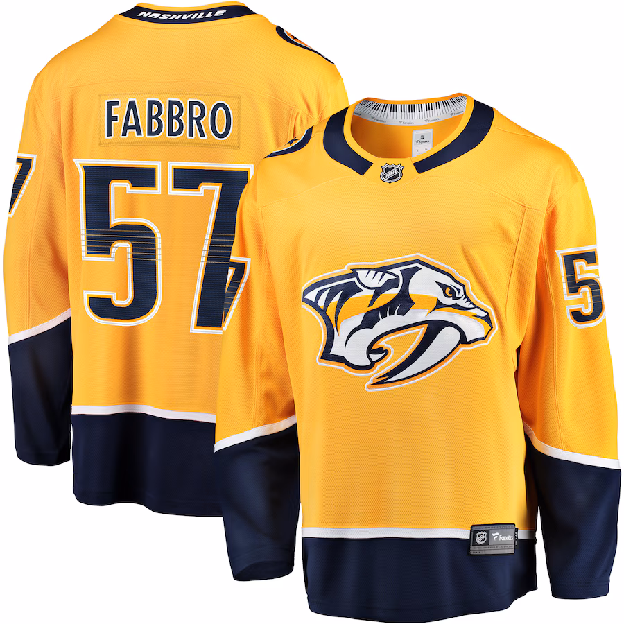 Men's Nashville Predators Dante Fabbro Fanatics Gold Replica Player Jersey - Jersey