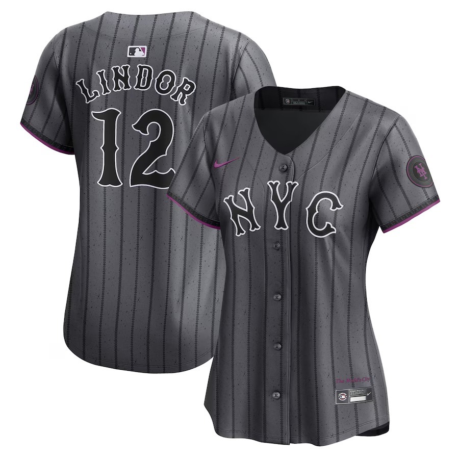 Women's New York Mets Francisco Lindor Nike Graphite 2024 City Connect Limited Player Jersey - Jersey