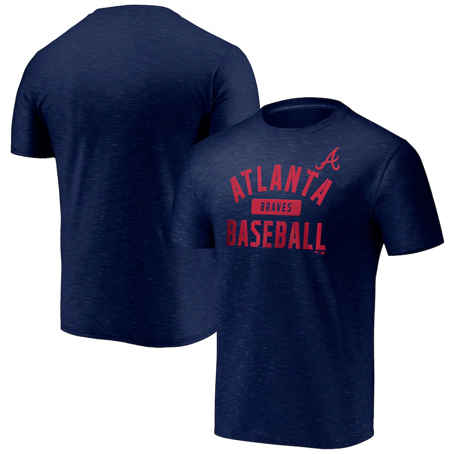 Men's Atlanta Braves Fanatics Navy Primary Pill Space Dye T-Shirt - Jersey