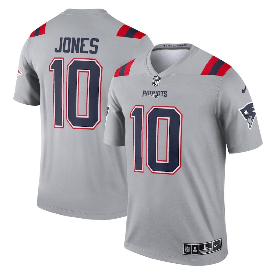 Men's New England Patriots Mac Jones Nike Gray Inverted Legend Jersey - Jersey