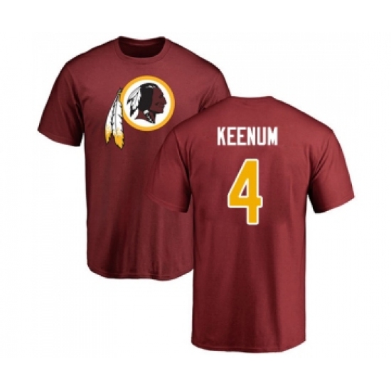 Football Washington Redskins #4 Case Keenum Maroon Name & Number Logo T-Shirt - Jersey